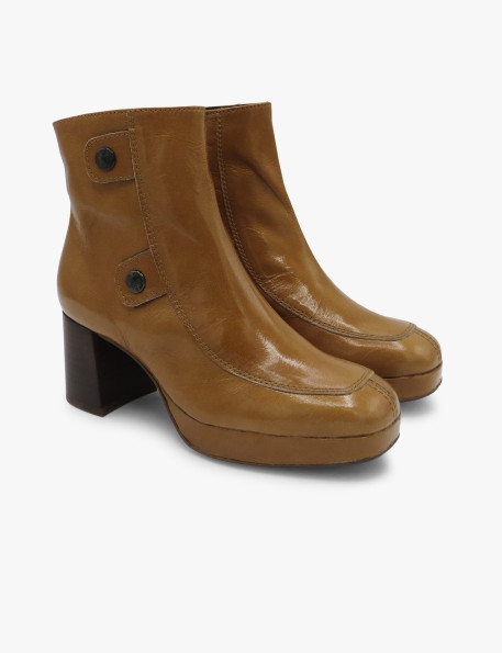 Tan patent leather ankle boot - image 3