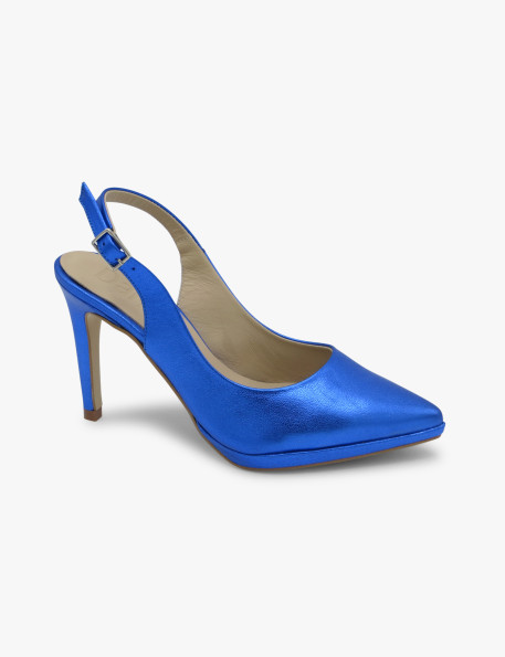 Metallic blue slingback court shoe Dansi - image 2