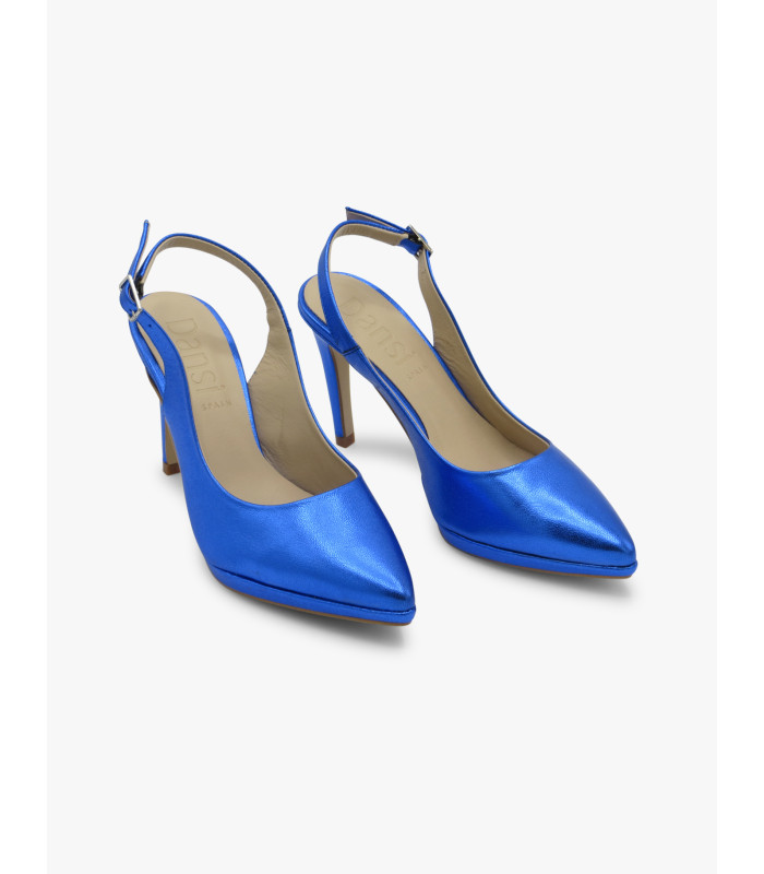 Metallic blue slingback court shoe Dansi - image 3