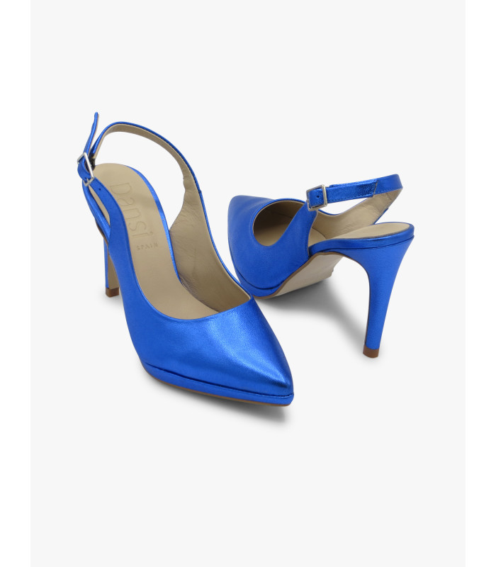Metallic blue slingback court shoe Dansi - image 4