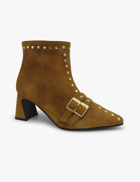 Cognac suede ankle boot Laura Deza