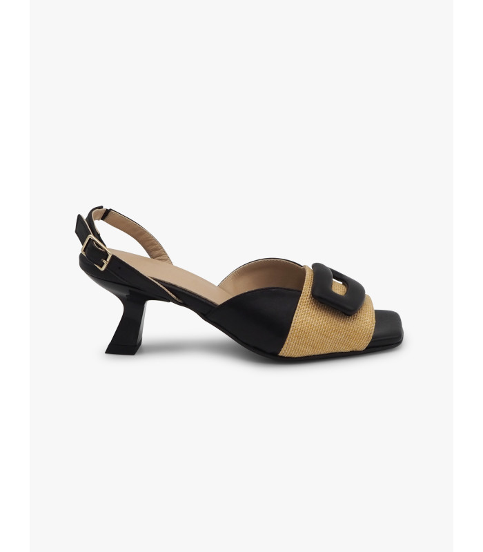 Natural basket-weave heeled sandal Dansi - image 2