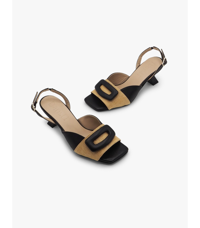 Natural basket-weave heeled sandal Dansi - image 3