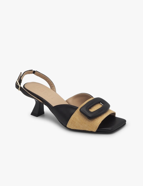 Sandalia tacon canasta natural