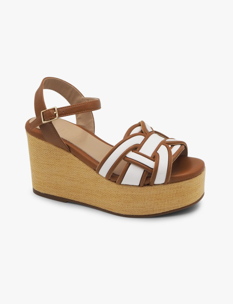 Sandalia cuña bicolor