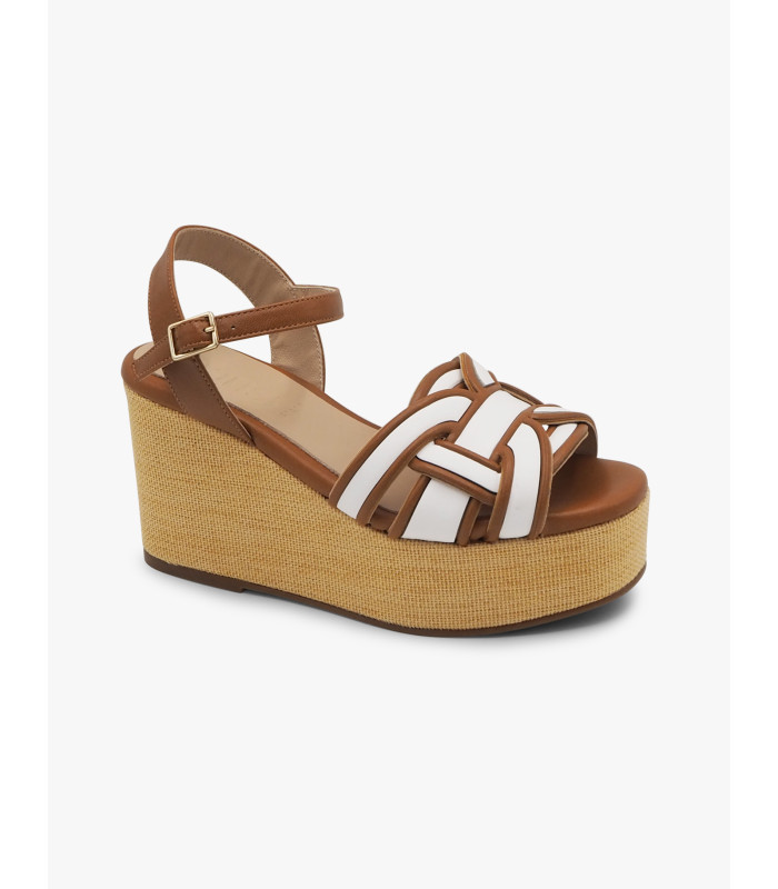 Sandalia cuña bicolor