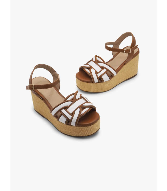 Sandalia cuña bicolor