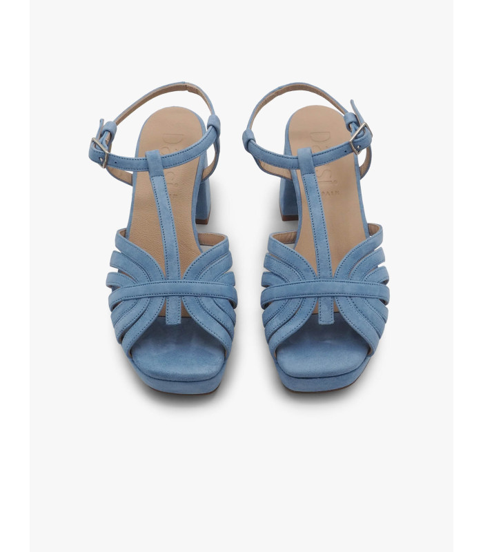 Sandalia terciopelo celeste