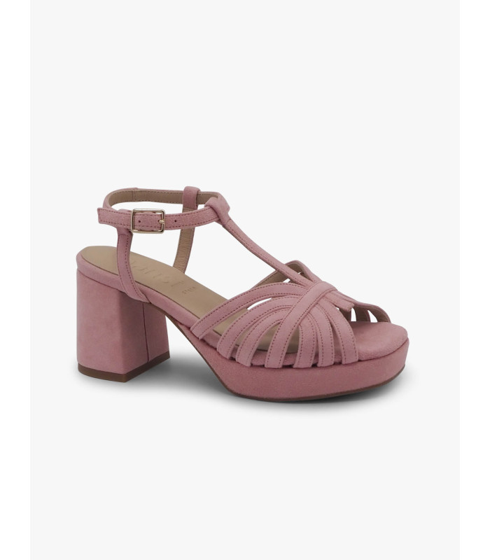 Sandalia terciopelo rosa