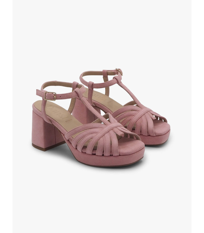 Sandalia terciopelo rosa