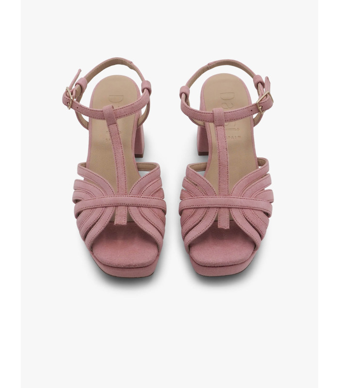 Sandalia terciopelo rosa
