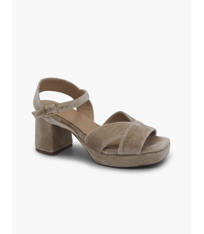 Sandalia terciopelo taupe