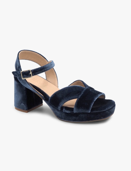 Sandalia terciopelo azul