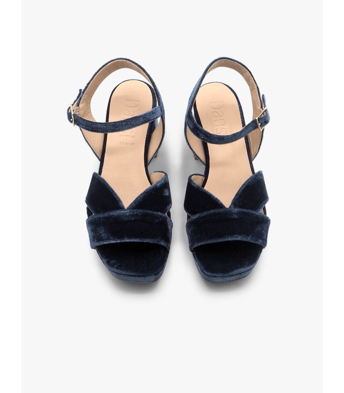 Sandalia terciopelo azul
