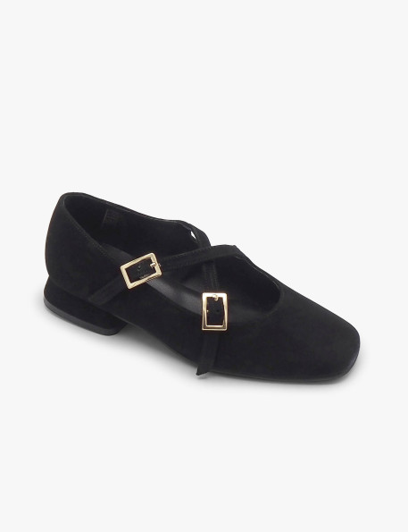 Black suede Mary Janes Laura Deza