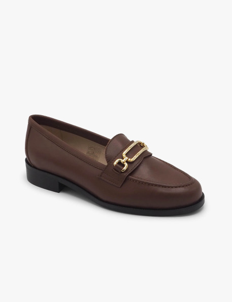 Brown loafer with gold buckle José Luis Deza
