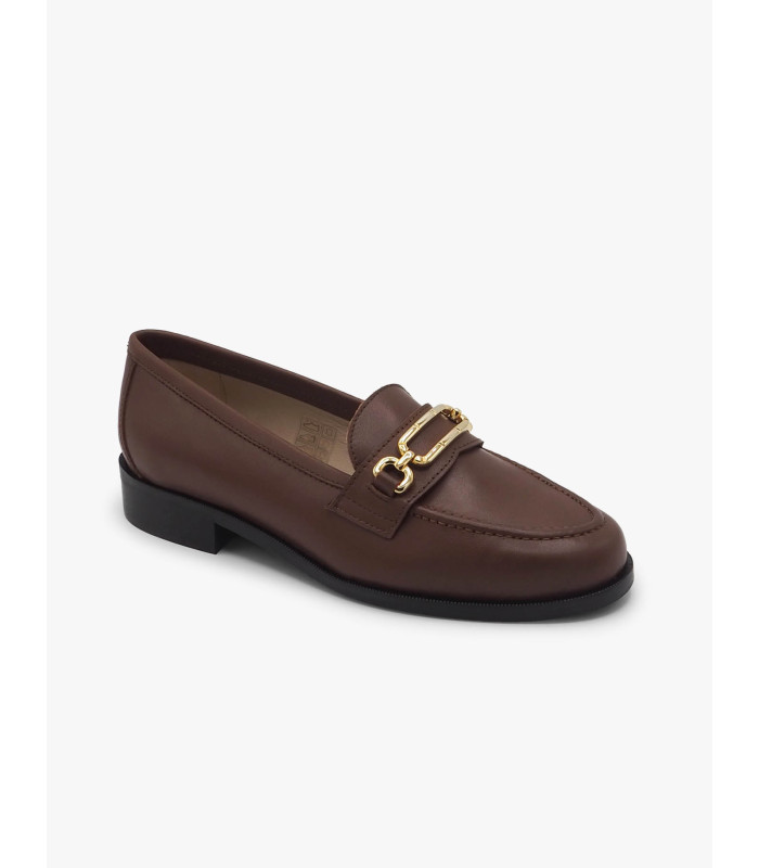 Brown loafer with gold buckle José Luis Deza
