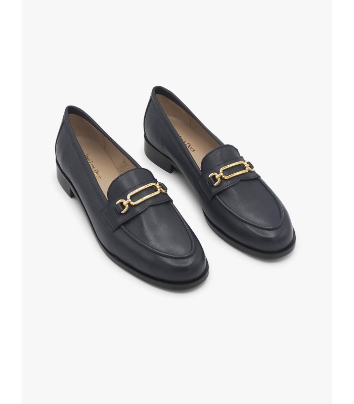 Mocasín hebilla dorada azul