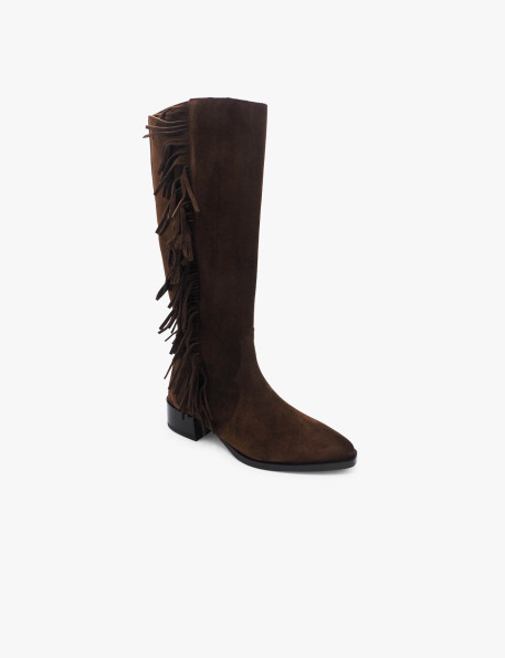 Chocolate fringed boot Dansi