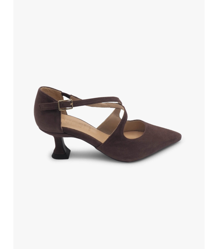 Brown suede crossover court shoe Dansi