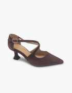 Brown suede crossover court shoe Dansi - image 2