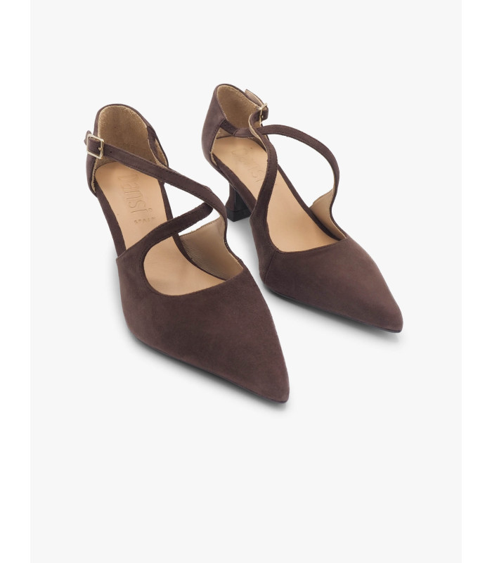 Brown suede crossover court shoe Dansi - image 3