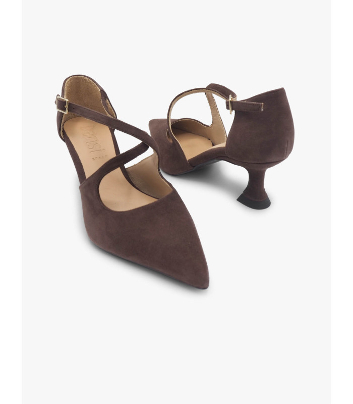 Brown suede crossover court shoe Dansi - image 4