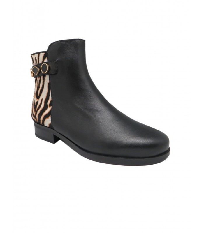 botín cebra negro