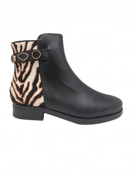 botín cebra negro