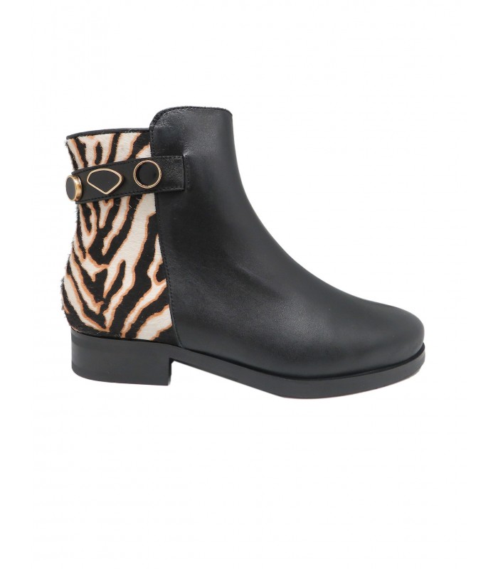 botín cebra negro