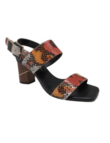 Tan and black sandal José Luis Deza