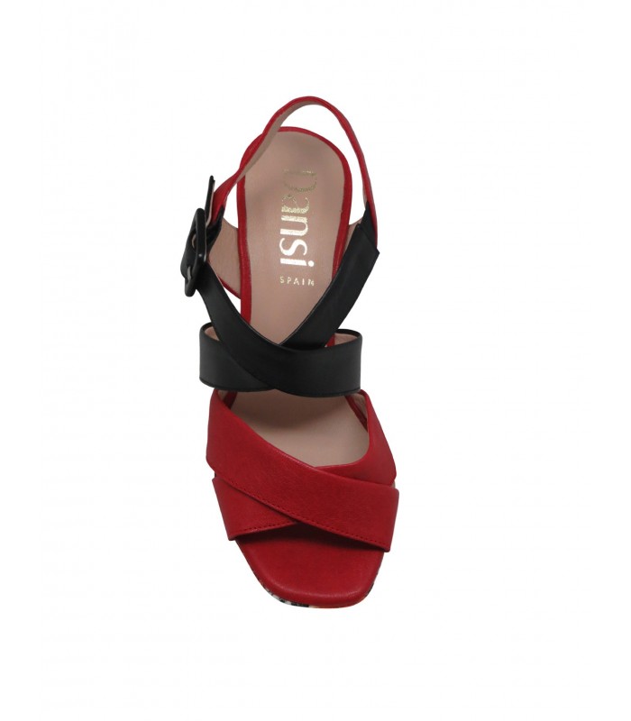 Sandalia roja y negra