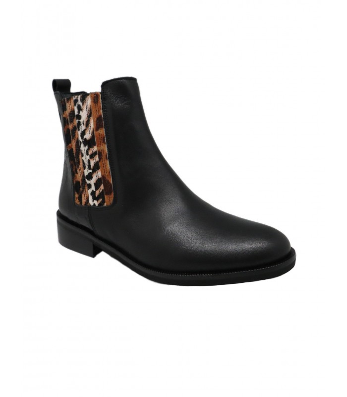Black animal print ankle boot Dansi